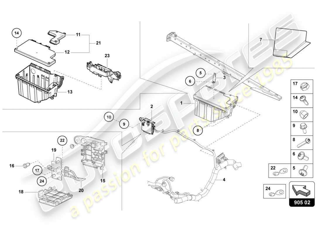 Lamborghini LP700-4 COUPE (2012) CENTRAL ELECTRICS Part Diagram