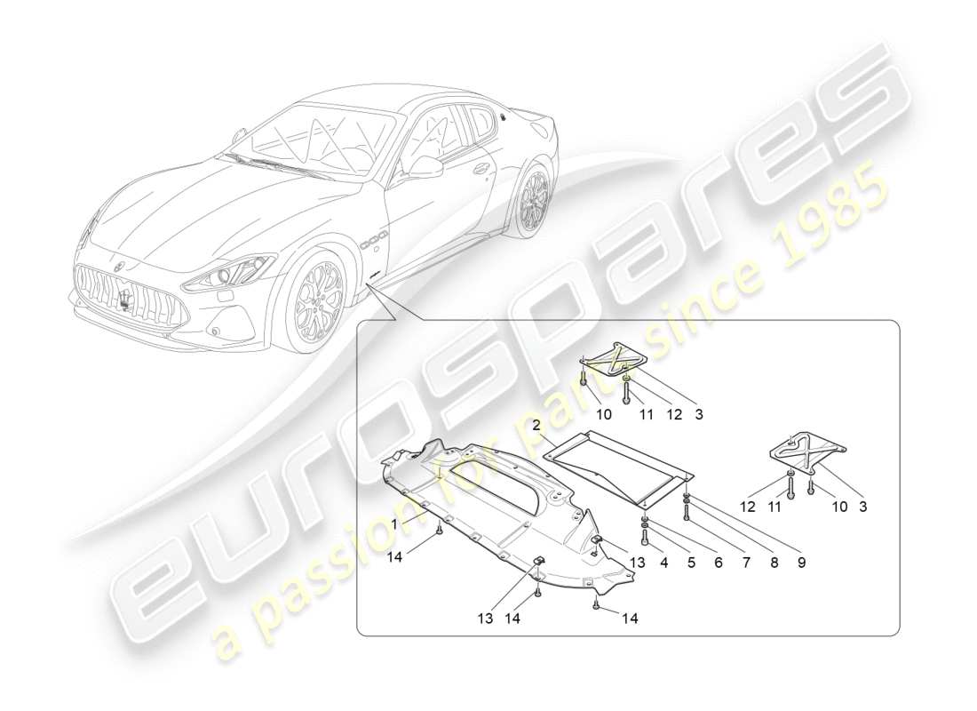 Maserati GRANTURISMO S (2018) underbody and underfloor guards Part Diagram