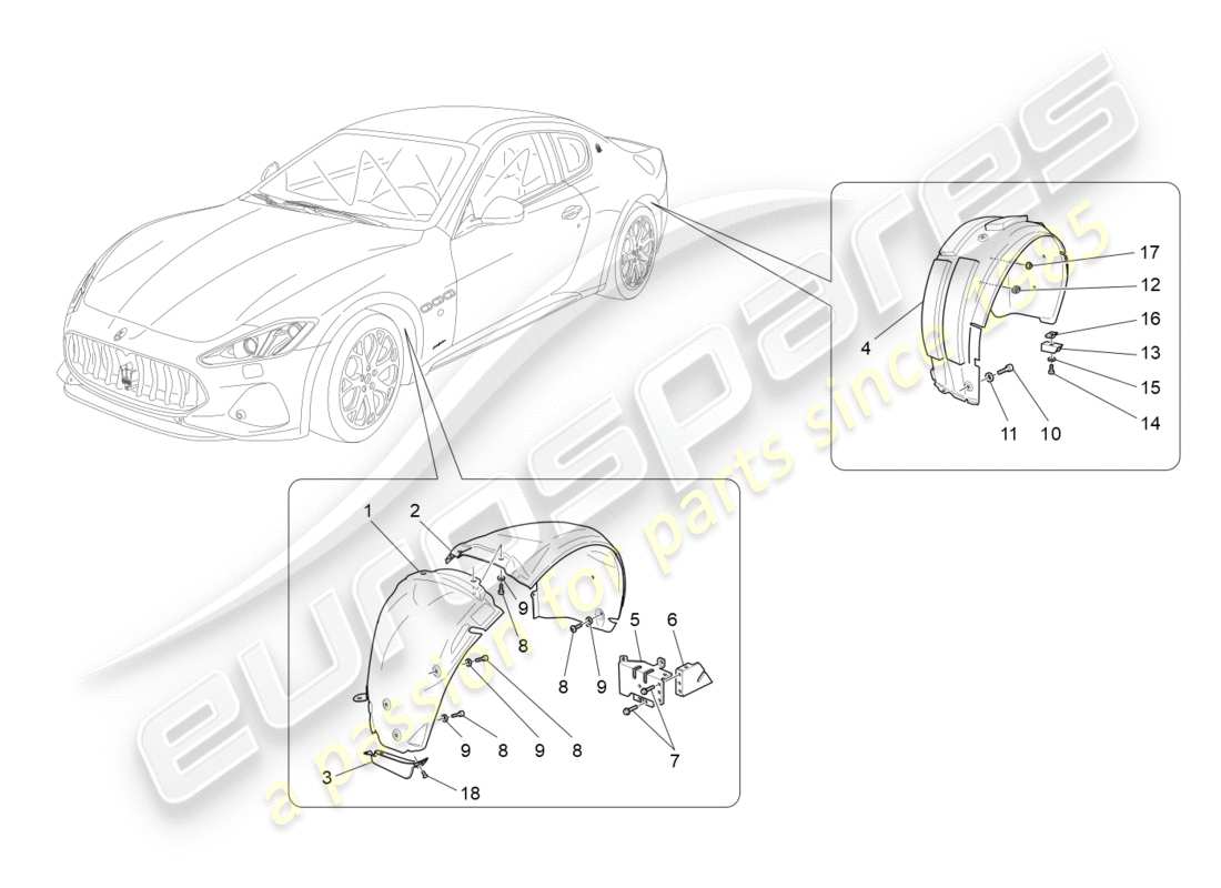 Maserati GRANTURISMO S (2019) WHEELHOUSE AND LIDS Part Diagram
