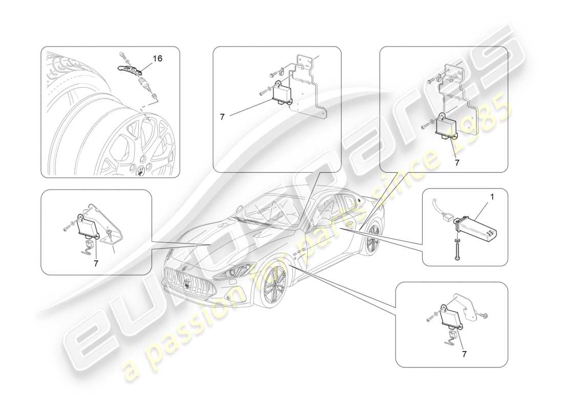 Maserati GRANTURISMO S (2020) TYRE PRESSURE MONITORING SYSTEM Part Diagram