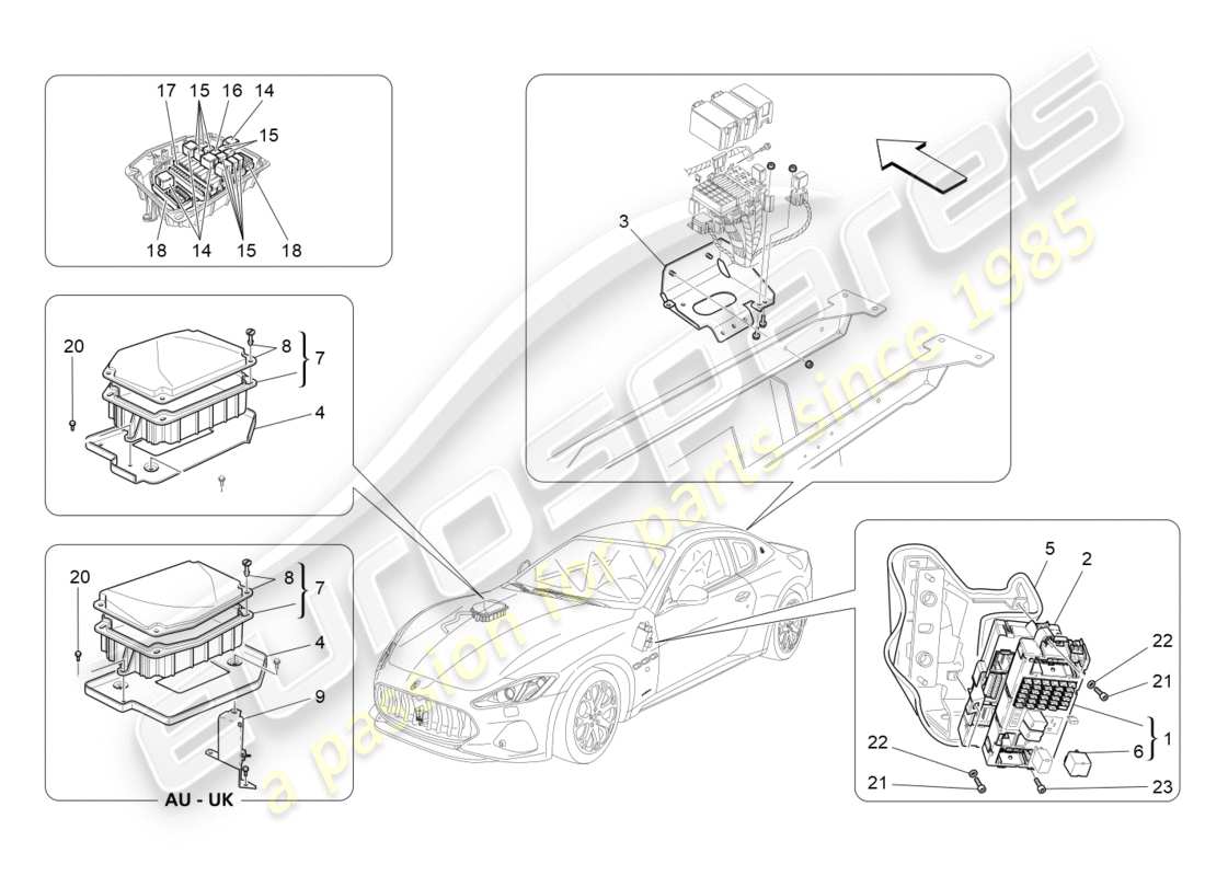 Maserati GRANTURISMO S (2020) relays, fuses and boxes Part Diagram