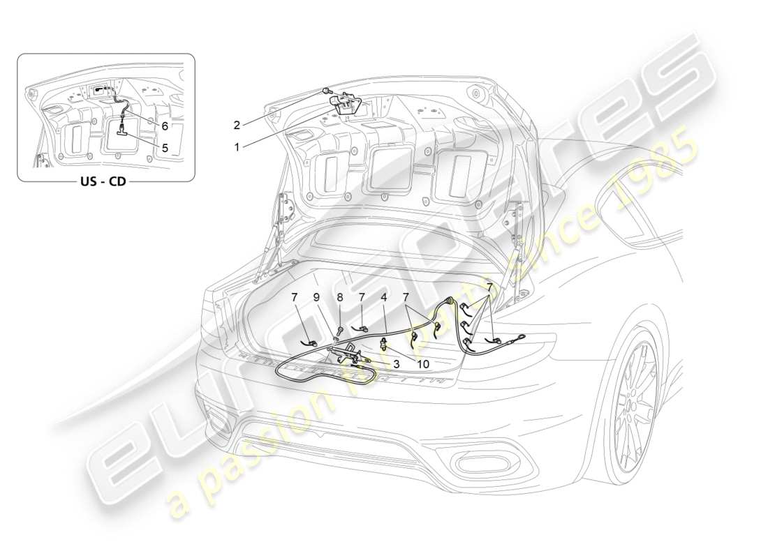 Maserati GRANTURISMO S (2020) rear lid opening control Part Diagram