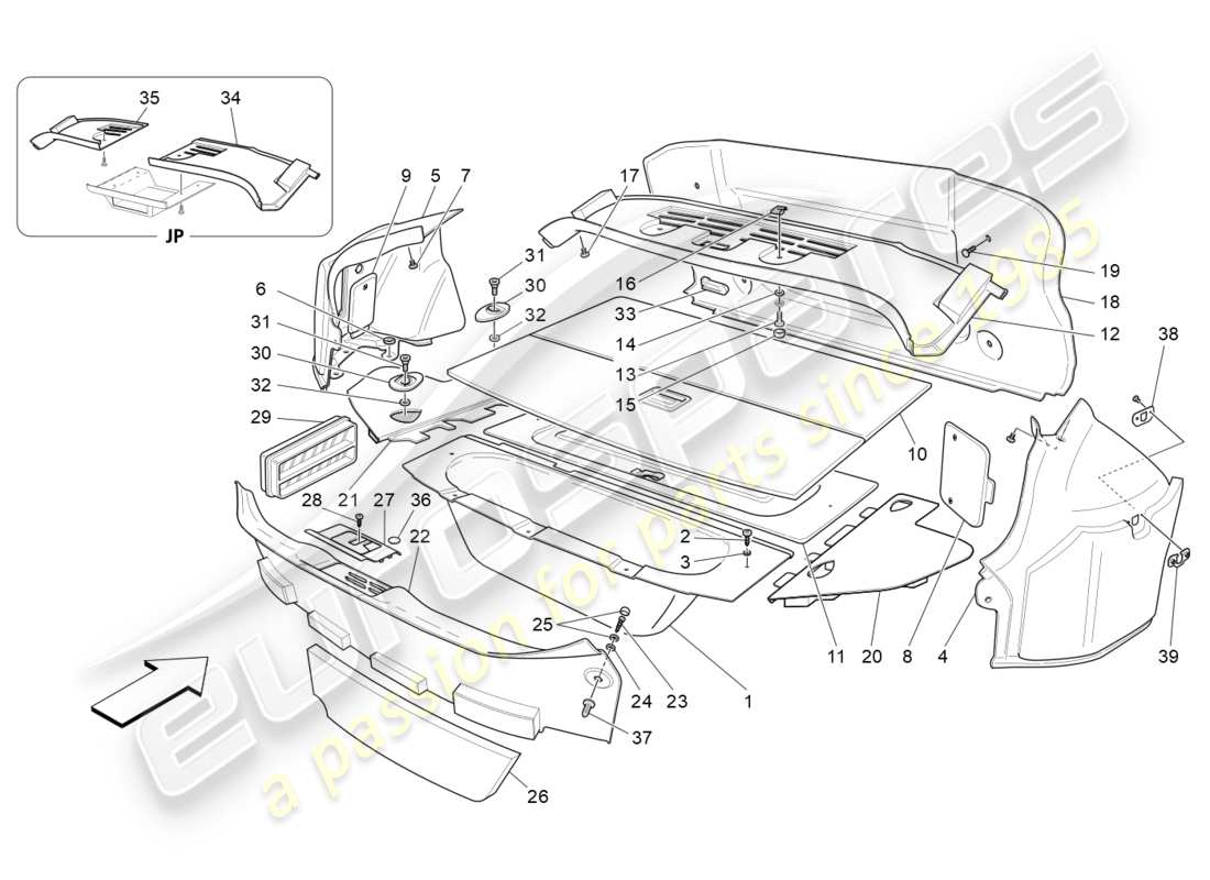 Maserati GRANTURISMO S (2020) LUGGAGE COMPARTMENT MATS Part Diagram