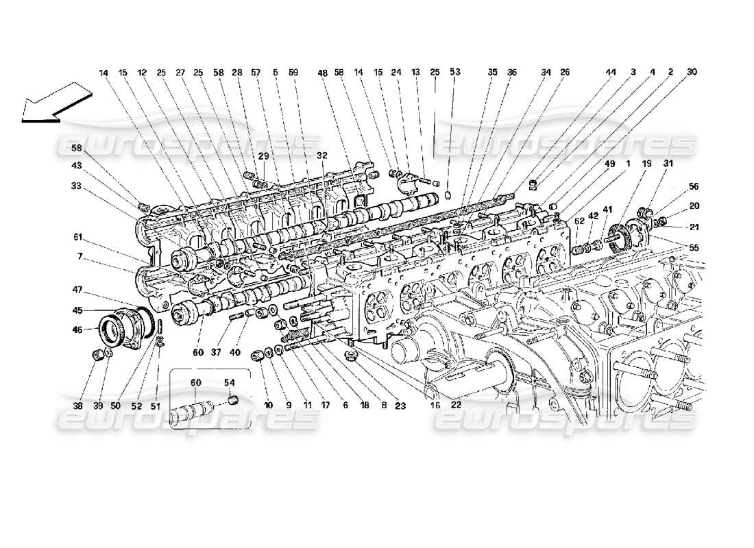 Ferrari 512 M right cylinder head Part Diagram