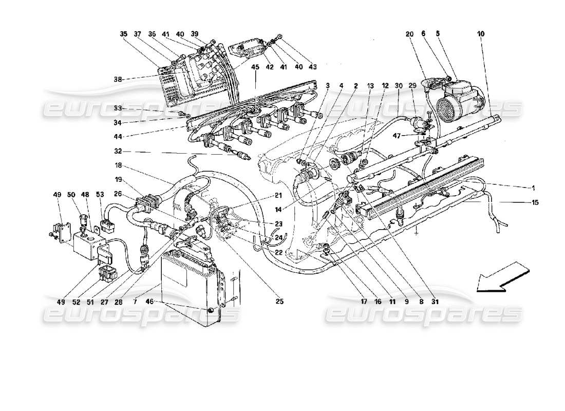 Ferrari 512 M air injection - ignition Part Diagram