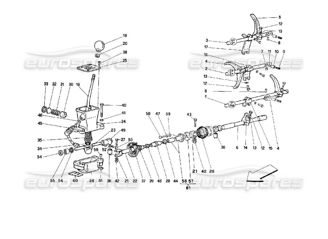Ferrari 512 M Gearbox Controls Part Diagram