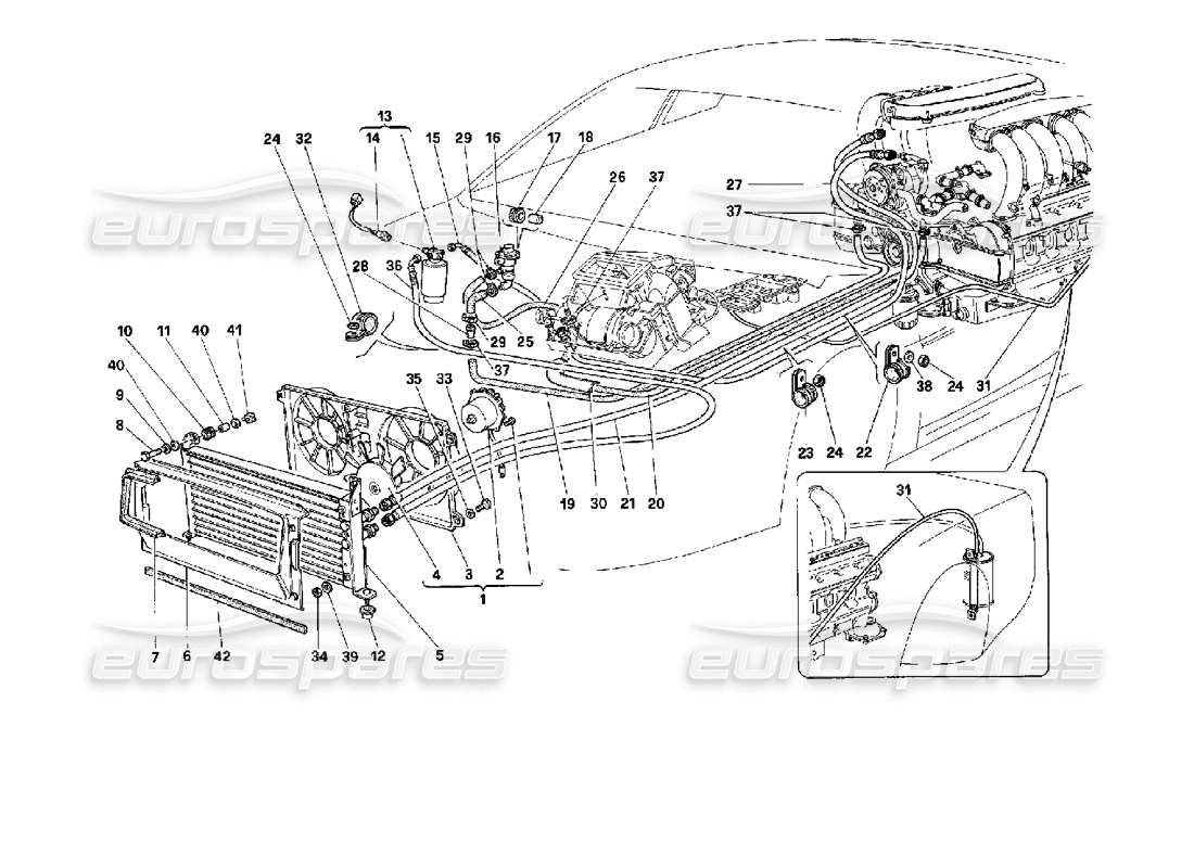 Ferrari 512 M air conditioning system Part Diagram