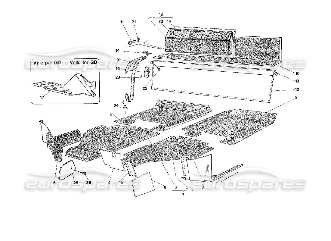 Ferrari 512 M Carpets Part Diagram