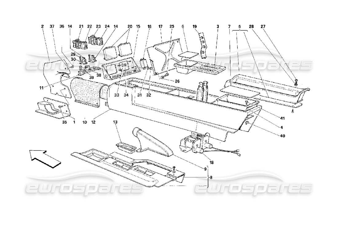 Ferrari 512 M Central Tunnel -Valid for USA- Part Diagram
