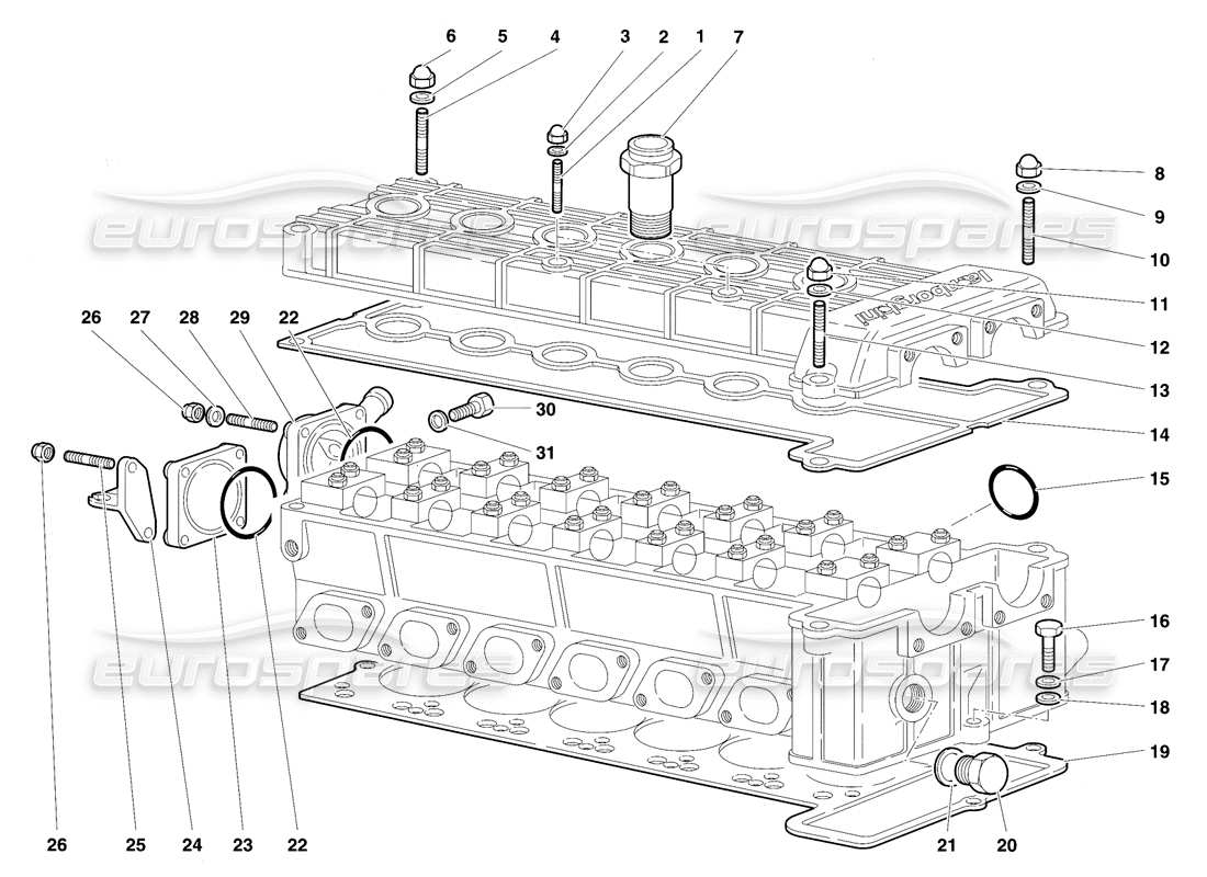 Lamborghini Diablo VT (1994) accessories for right cylinder head Parts Diagram