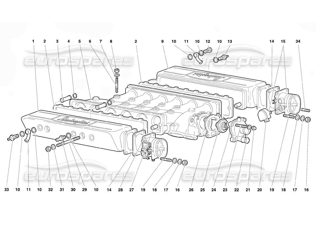 Lamborghini Diablo VT (1994) INTAKE MANIFOLD Parts Diagram