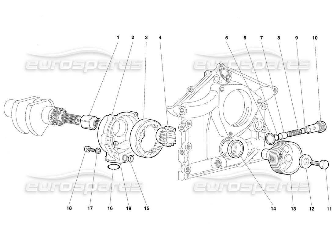 Lamborghini Diablo VT (1994) Engine Oil Pump Parts Diagram
