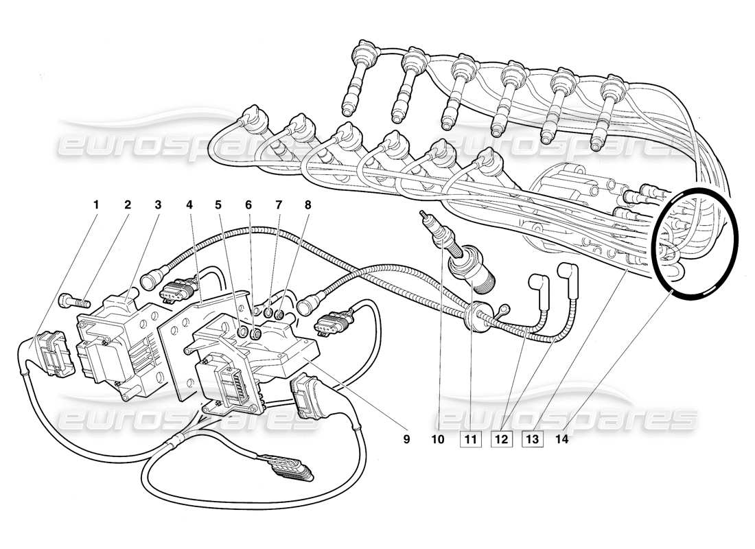 Lamborghini Diablo VT (1994) Electrical Components Part Diagram