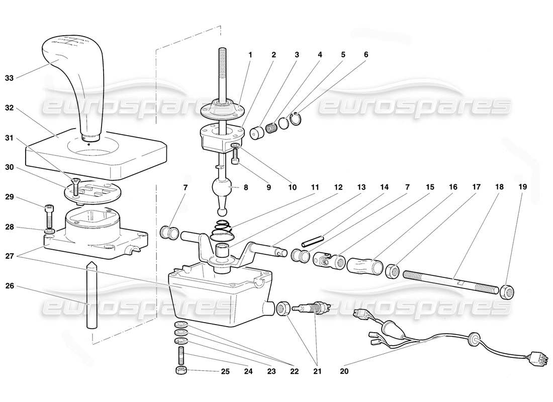 Lamborghini Diablo VT (1994) Gearbox Control Tower Parts Diagram