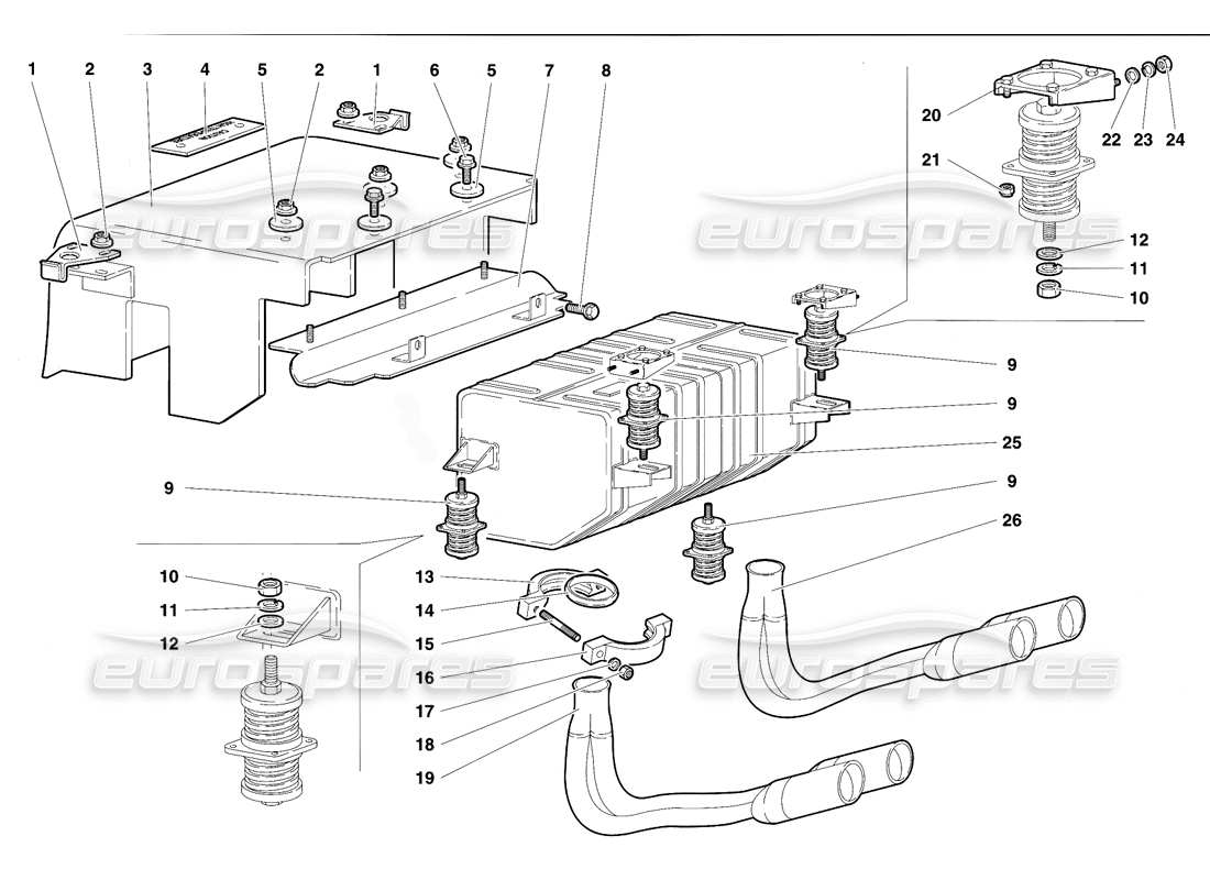Lamborghini Diablo VT (1994) Exhaust System Parts Diagram