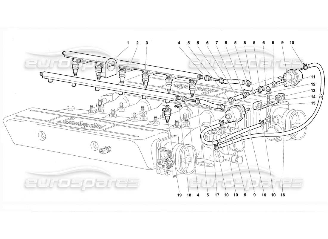 Lamborghini Diablo VT (1994) fuel system Part Diagram