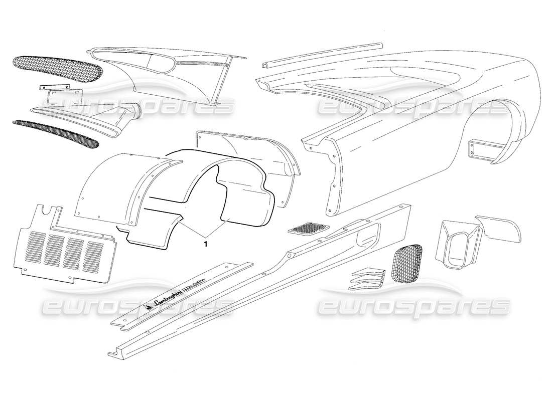 Lamborghini Diablo VT (1994) Body Elements (Valid for Switzerland Version - April 1994) Parts Diagram