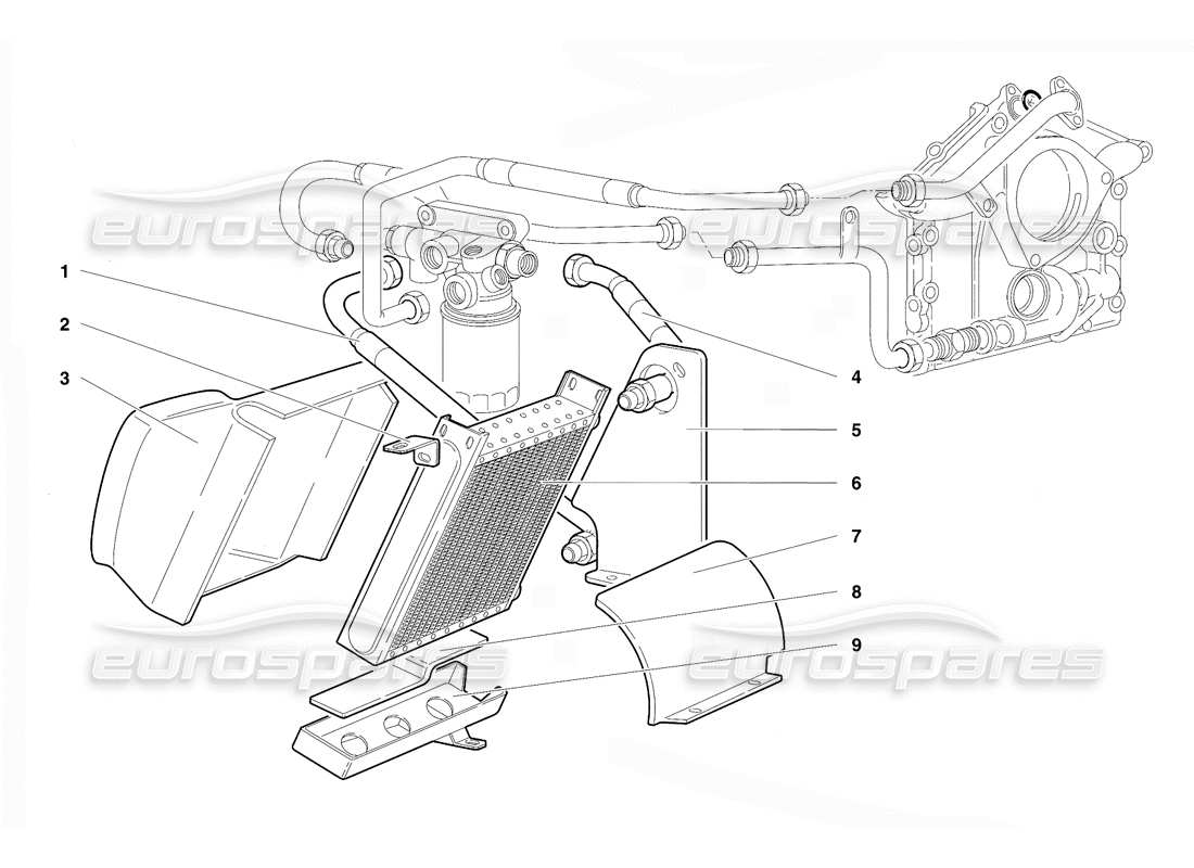Lamborghini Diablo VT (1994) Engine Oil System (Valid for RH D. Version - April 1994) Part Diagram