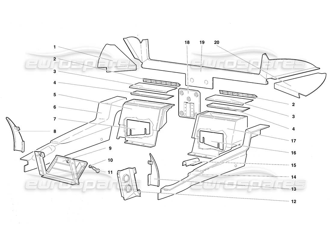 Lamborghini Diablo VT (1994) Passenger Compartment Trim Parts Diagram
