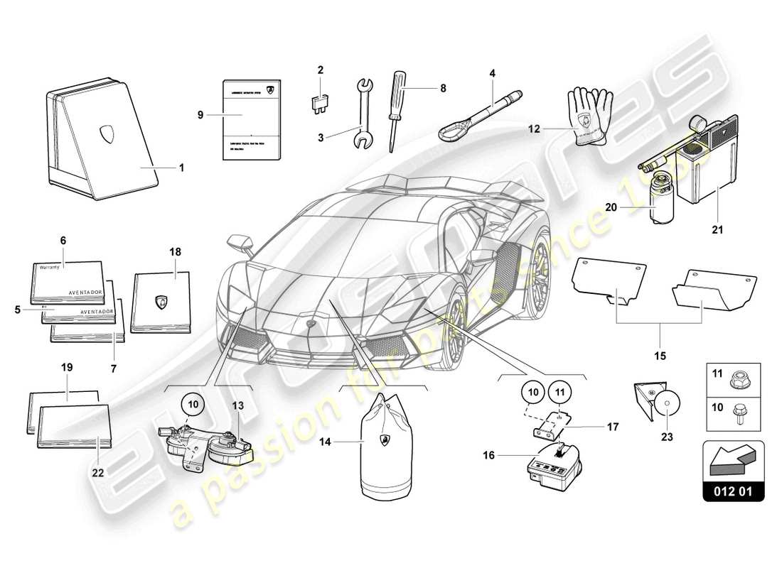 Lamborghini LP700-4 COUPE (2014) vehicle tools Part Diagram