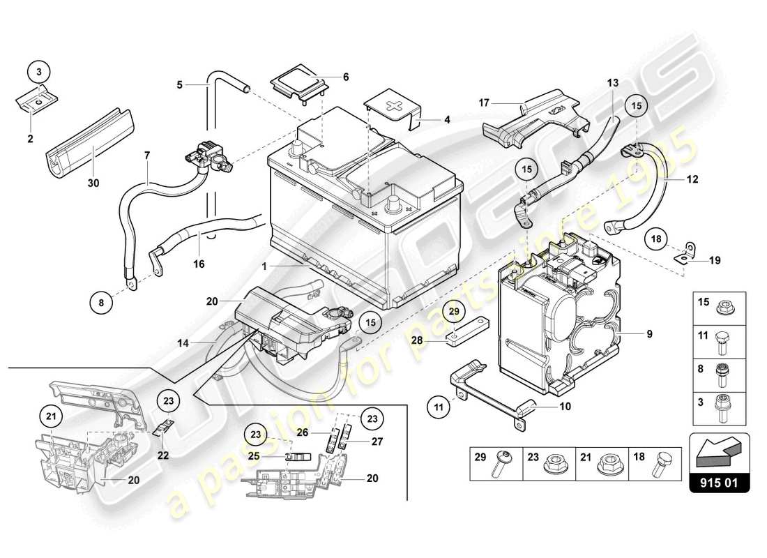 Lamborghini LP700-4 COUPE (2014) Battery Part Diagram