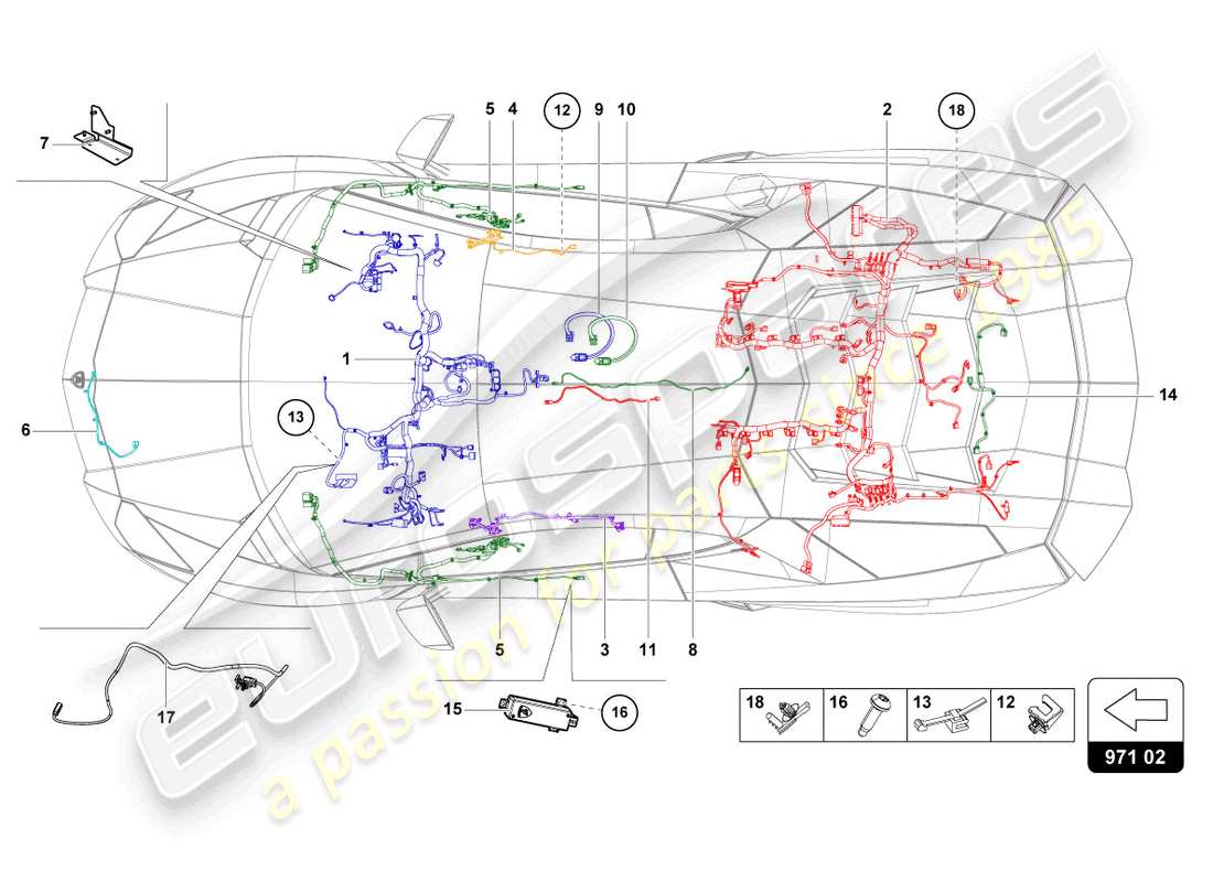 Lamborghini LP700-4 COUPE (2014) Wiring Looms Part Diagram