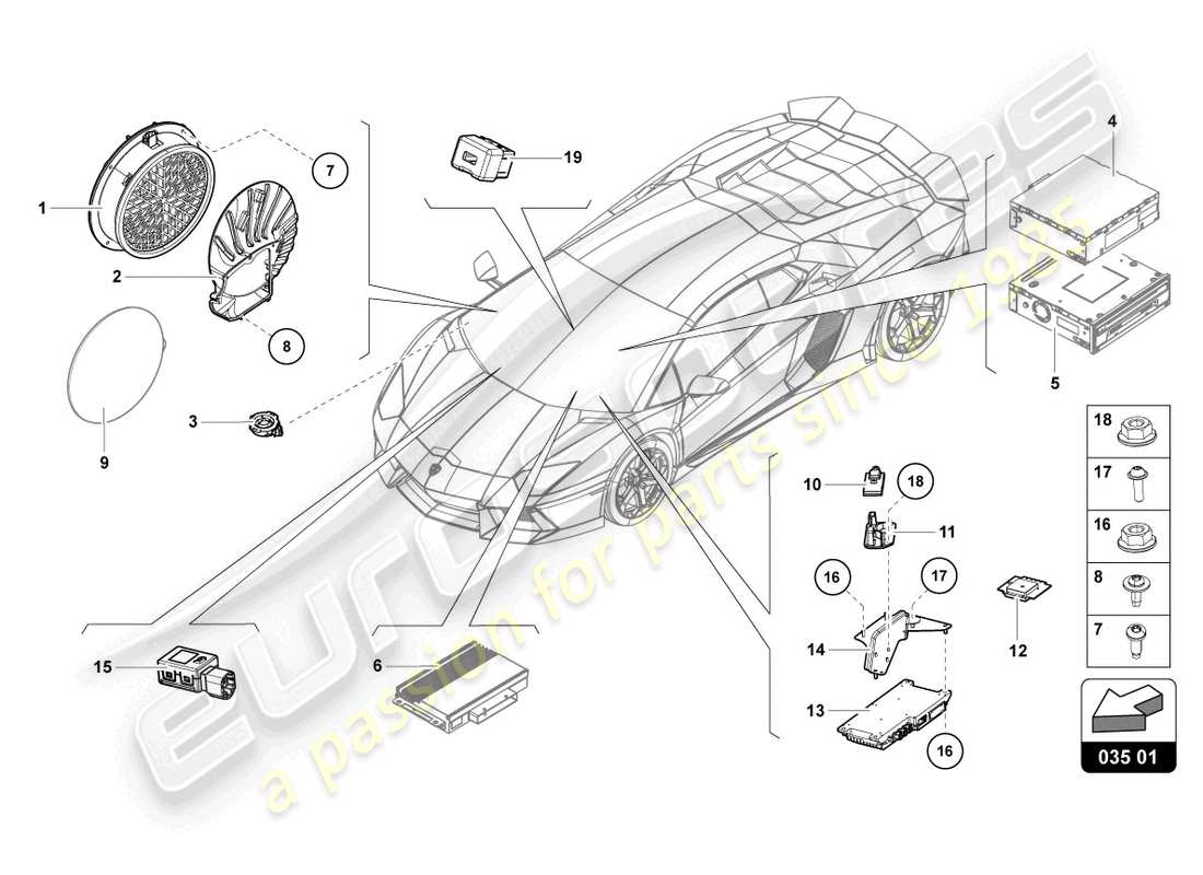 Lamborghini LP700-4 COUPE (2015) radio unit Part Diagram