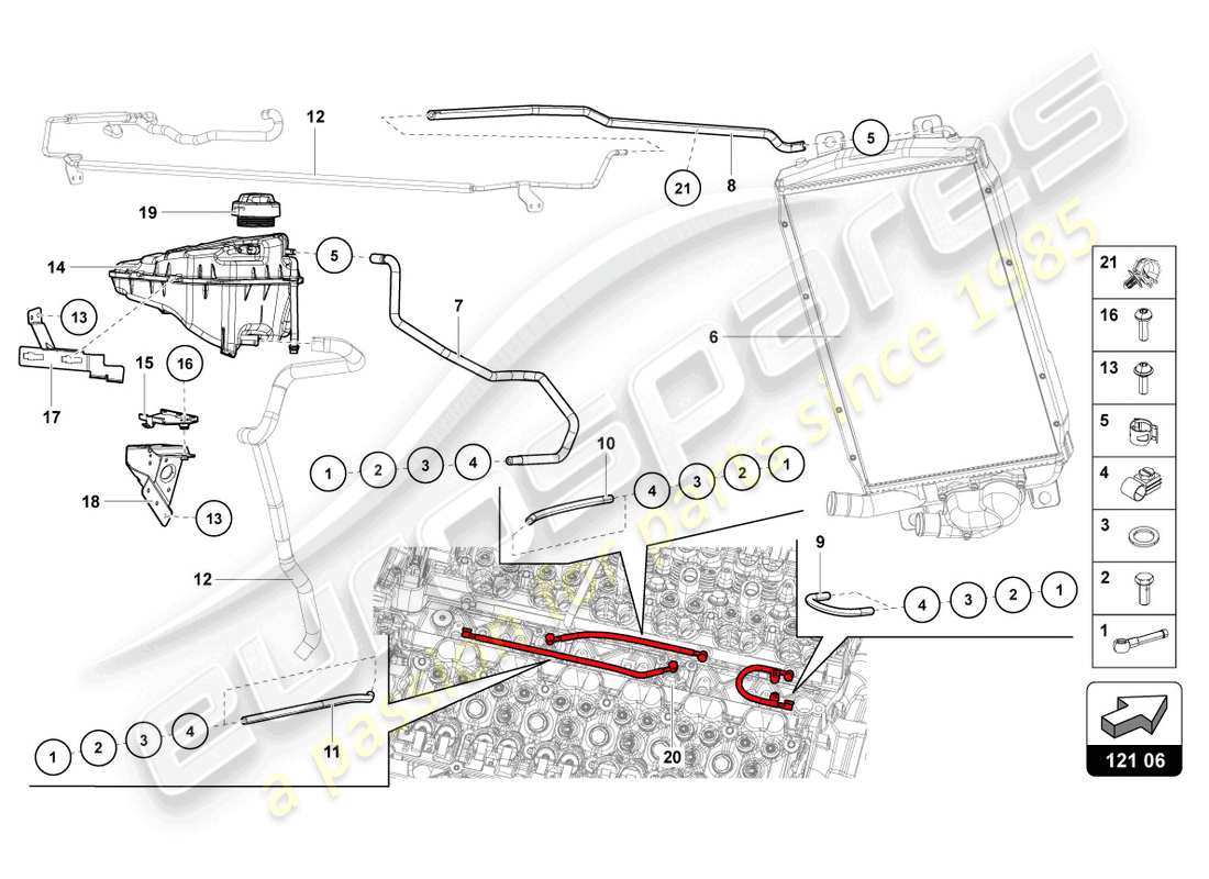 Lamborghini LP700-4 COUPE (2015) Cooling System Part Diagram