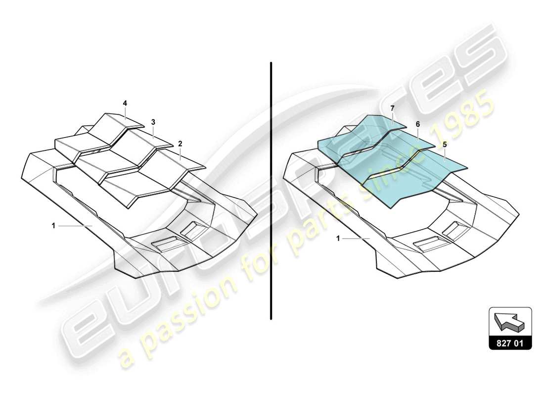 Lamborghini LP700-4 COUPE (2015) ENGINE COVER WITH INSP. COVER Part Diagram