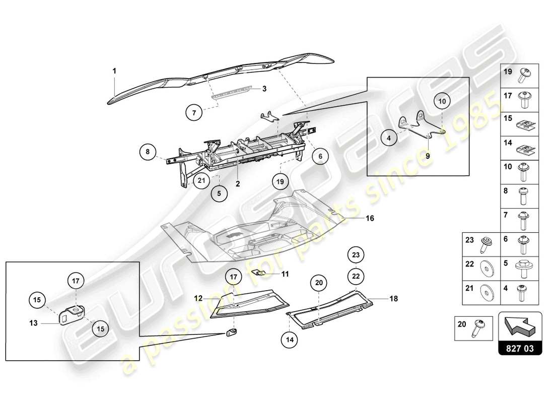 Lamborghini LP700-4 COUPE (2015) REAR SPOILER Part Diagram