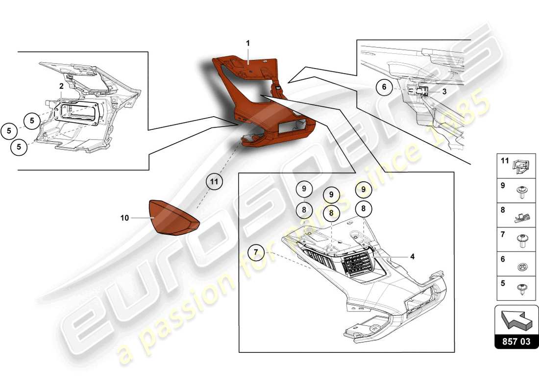 Lamborghini LP700-4 COUPE (2015) INSTRUMENT PANEL Part Diagram