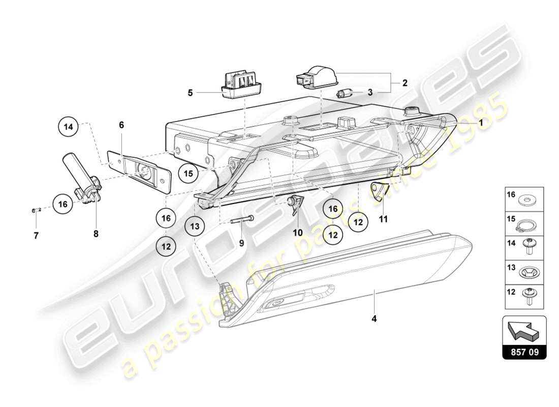 Lamborghini LP700-4 COUPE (2015) GLOVE COMPARTMENT Part Diagram