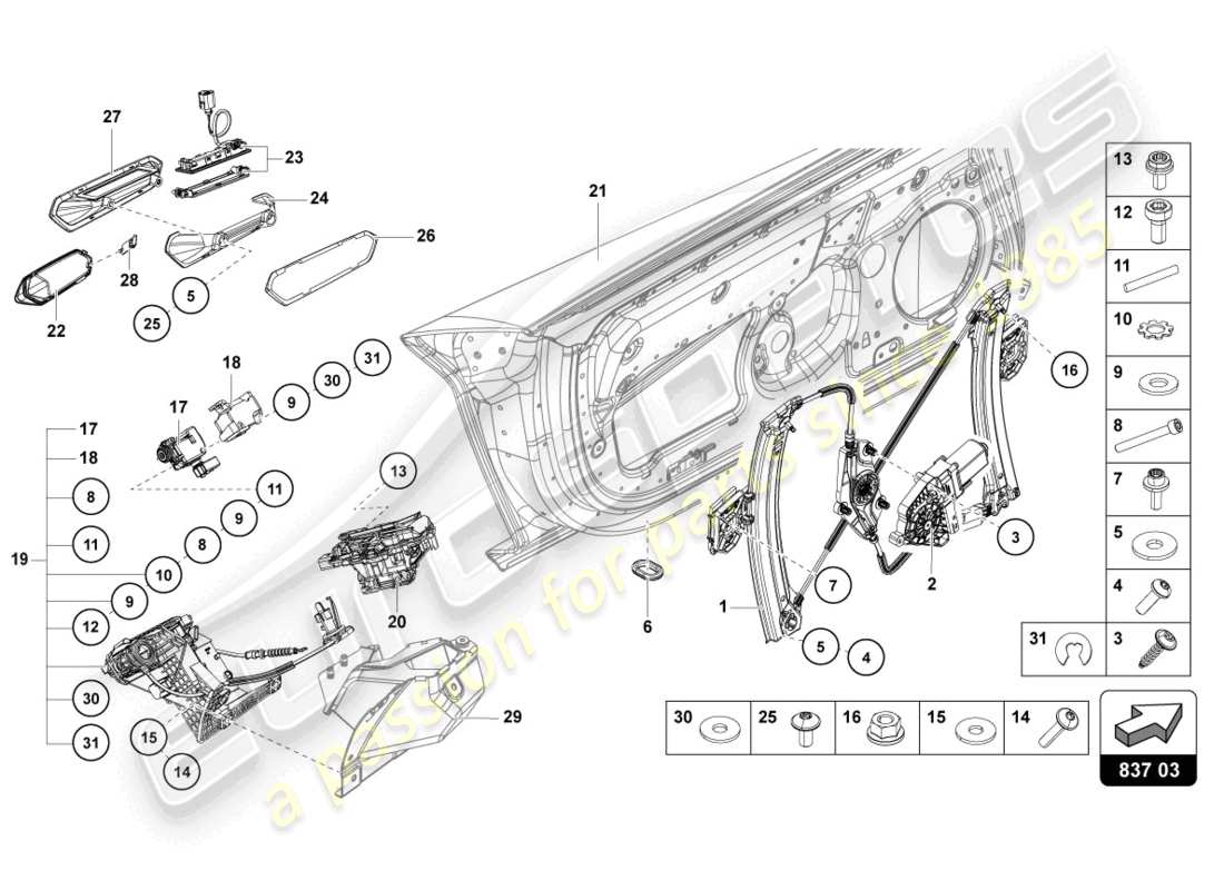 Lamborghini LP700-4 COUPE (2016) DRIVER AND PASSENGER DOOR Part Diagram