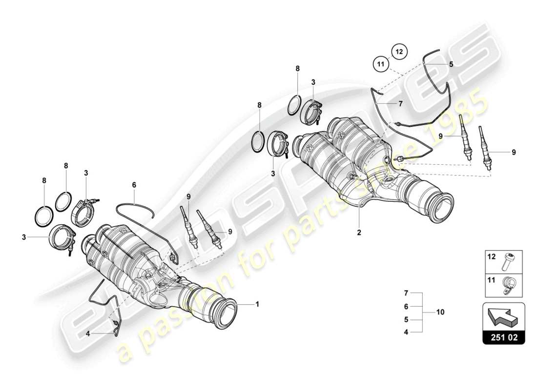 Lamborghini LP700-4 COUPE (2017) CATALYTIC CONVERTER Part Diagram