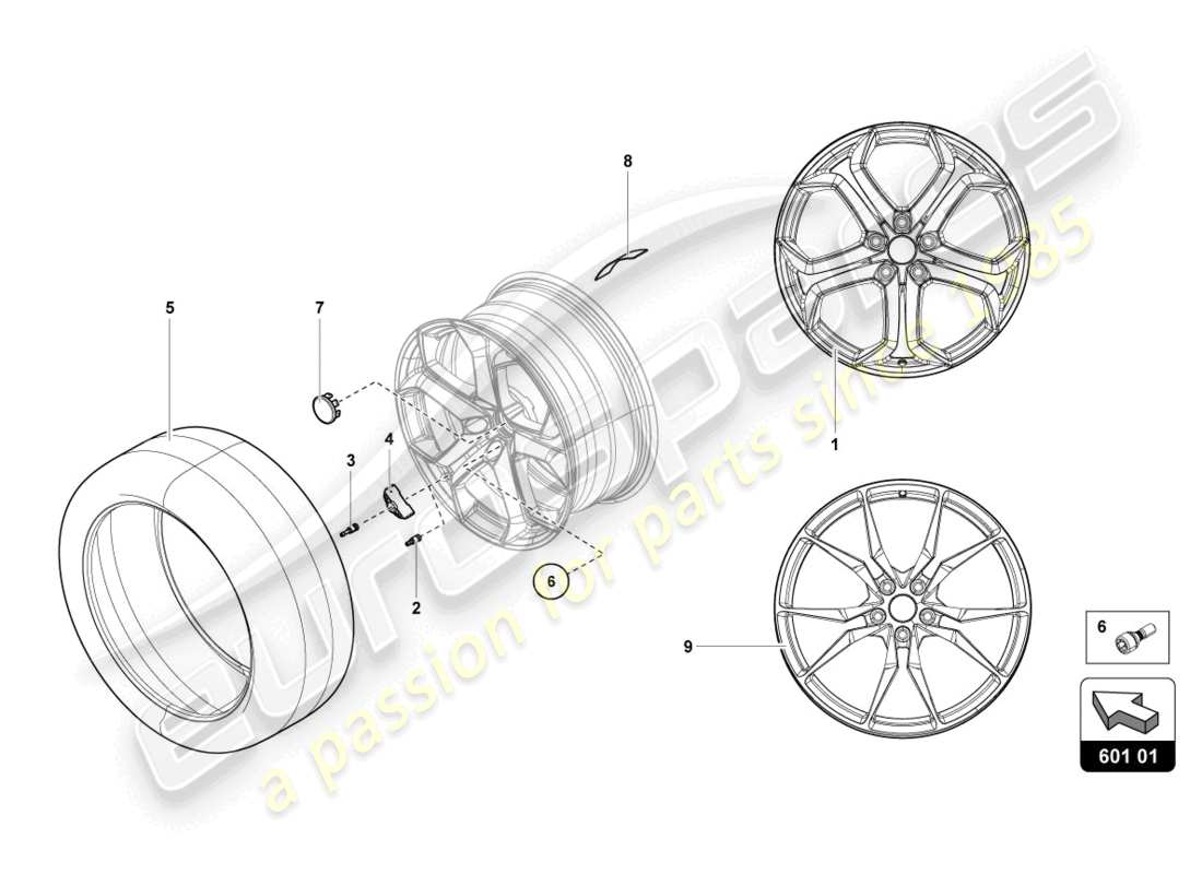 Lamborghini LP700-4 COUPE (2017) WHEELS/TYRES FRONT Part Diagram