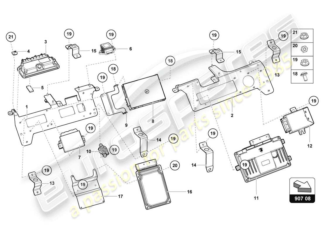 Lamborghini LP700-4 COUPE (2017) RETAINER FOR CONTROL UNITS Part Diagram