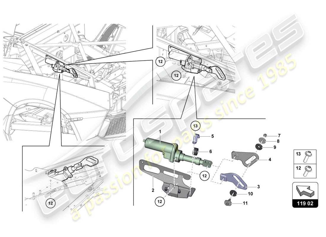 Lamborghini LP700-4 ROADSTER (2013) MOTOR FOR WIND DEFLECTOR Part Diagram