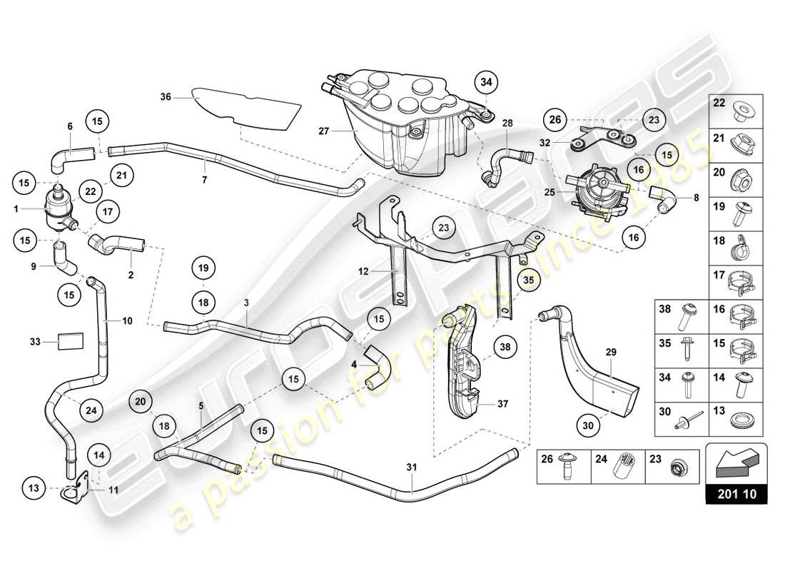 Lamborghini LP700-4 ROADSTER (2013) ACTIVATED CARBON FILTER SYSTEM Part Diagram