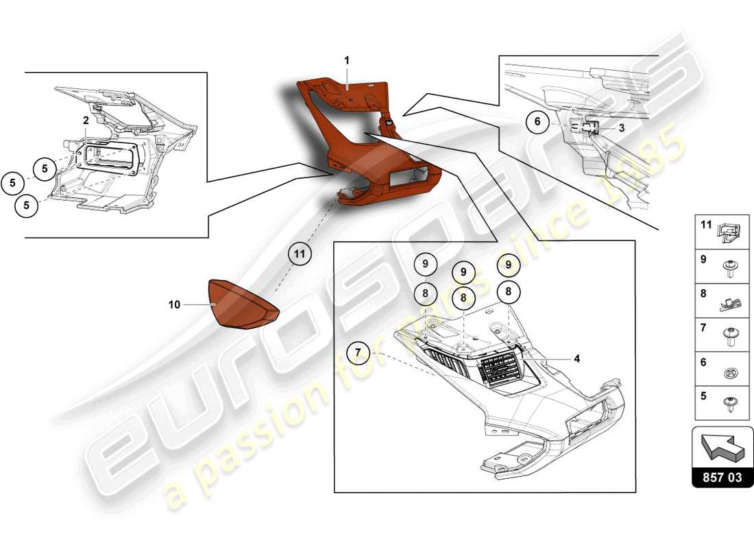 Lamborghini LP700-4 ROADSTER (2013) INSTRUMENT PANEL Part Diagram