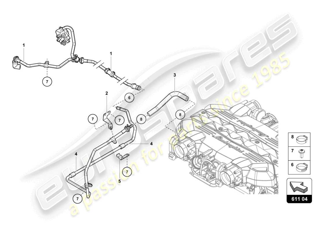 Lamborghini LP700-4 ROADSTER (2014) VACUUM HOSES Part Diagram