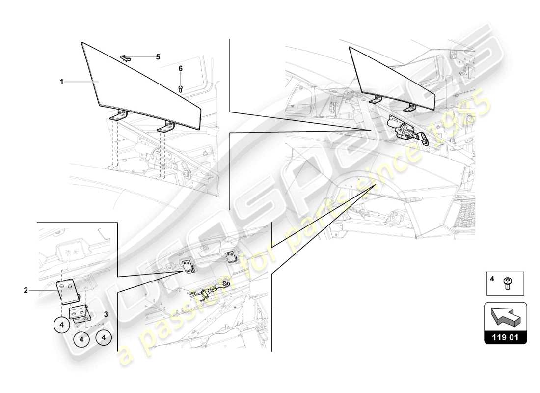 Lamborghini LP700-4 ROADSTER (2016) AIR CONTROL FLAP Parts Diagram