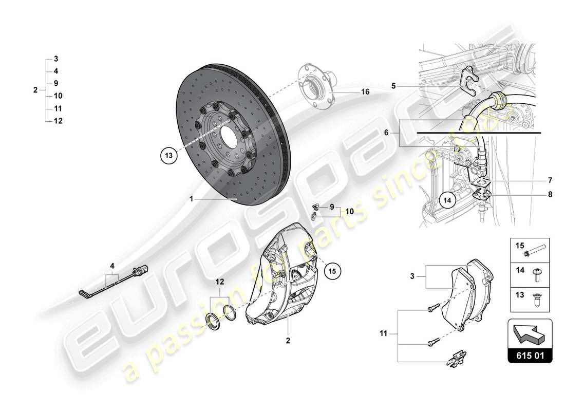 Lamborghini LP700-4 ROADSTER (2016) BRAKE DISC FRONT Parts Diagram