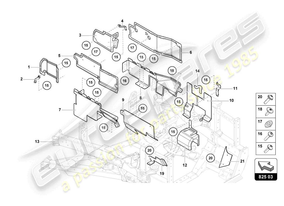 Lamborghini LP700-4 ROADSTER (2016) HEAT SHIELD Parts Diagram