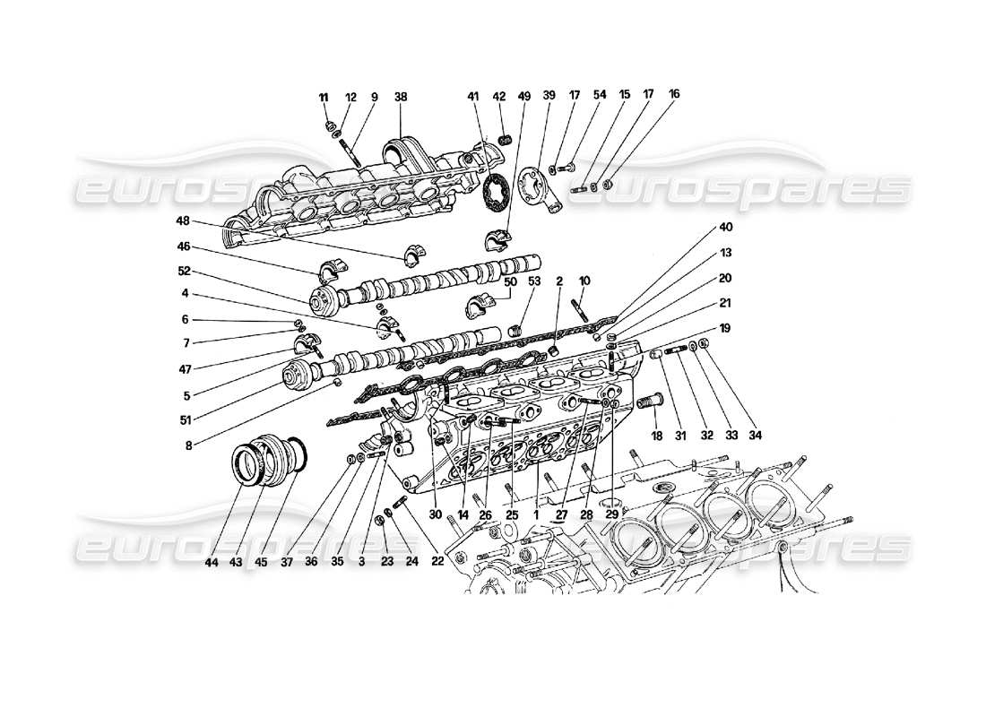 Ferrari 308 Quattrovalvole (1985) Cylinder Head (Right) Part Diagram