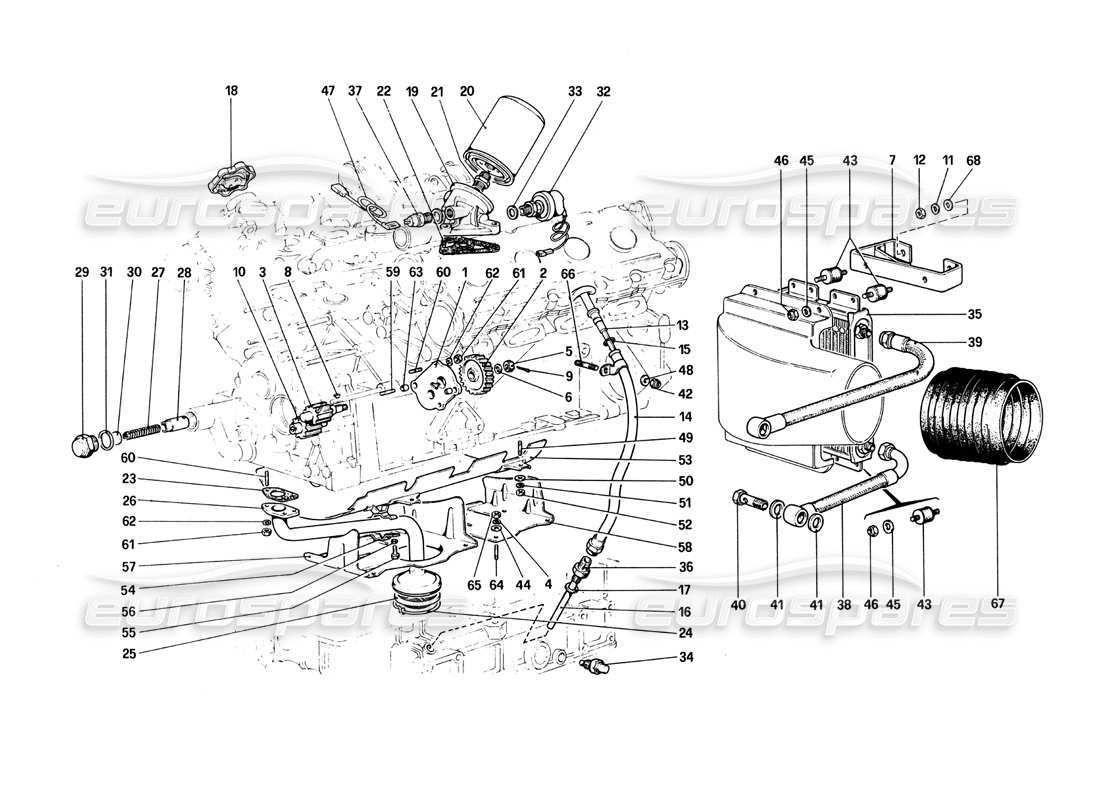 Ferrari 308 Quattrovalvole (1985) Lubrication System Part Diagram