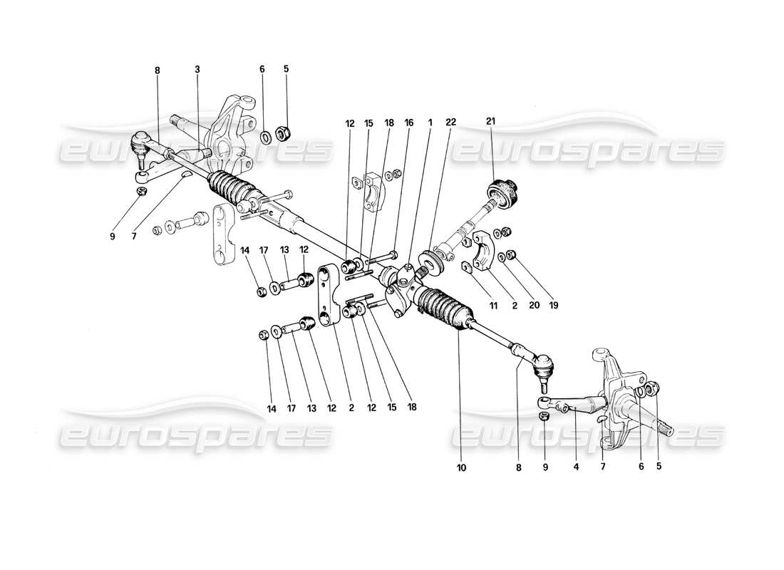Ferrari 308 Quattrovalvole (1985) Steering Box and Linkage Part Diagram