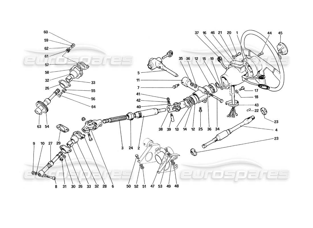 Ferrari 308 Quattrovalvole (1985) Steering Column Part Diagram