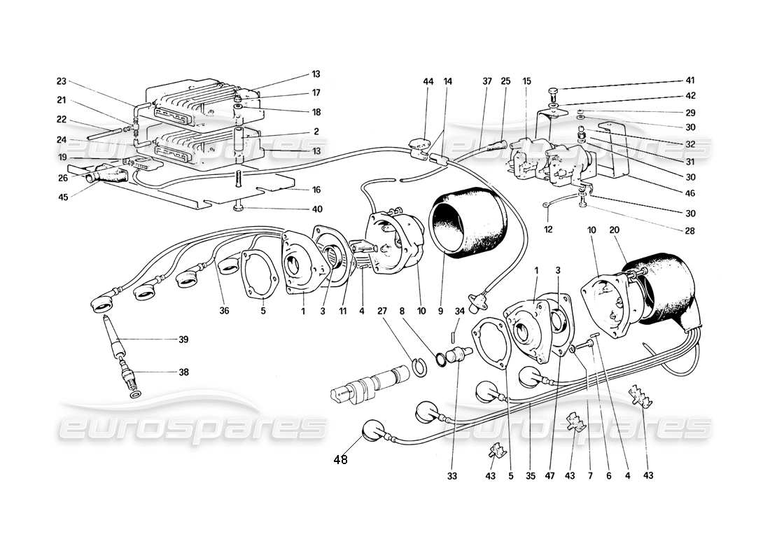 Ferrari 308 Quattrovalvole (1985) engine ignition Part Diagram