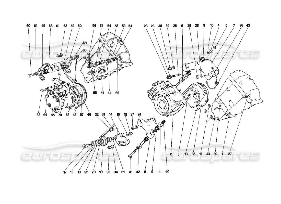 Ferrari 308 Quattrovalvole (1985) Air Conditioning Compressor and Controls Part Diagram