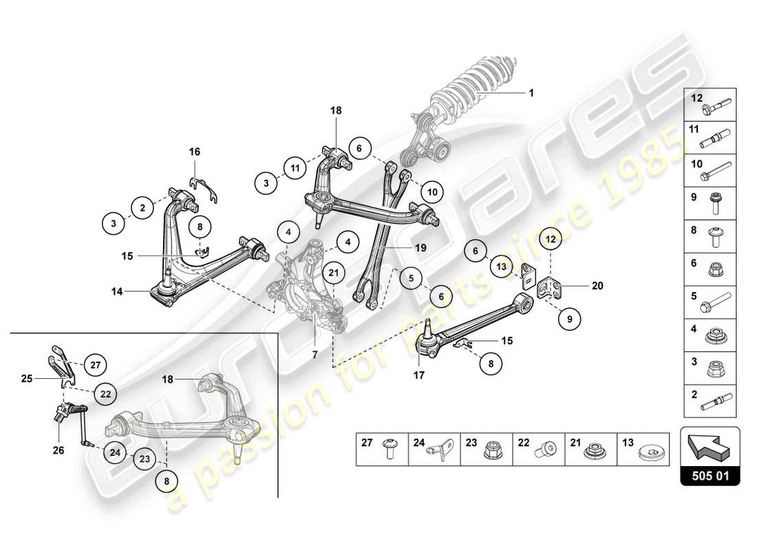 Lamborghini LP720-4 Roadster 50 (2014) SUSPENSION REAR Part Diagram